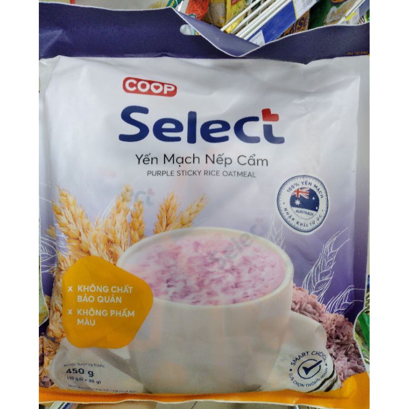 Yến Mạch Nếp Cẩm Coop Select 450g ( 15 gói × 30g )