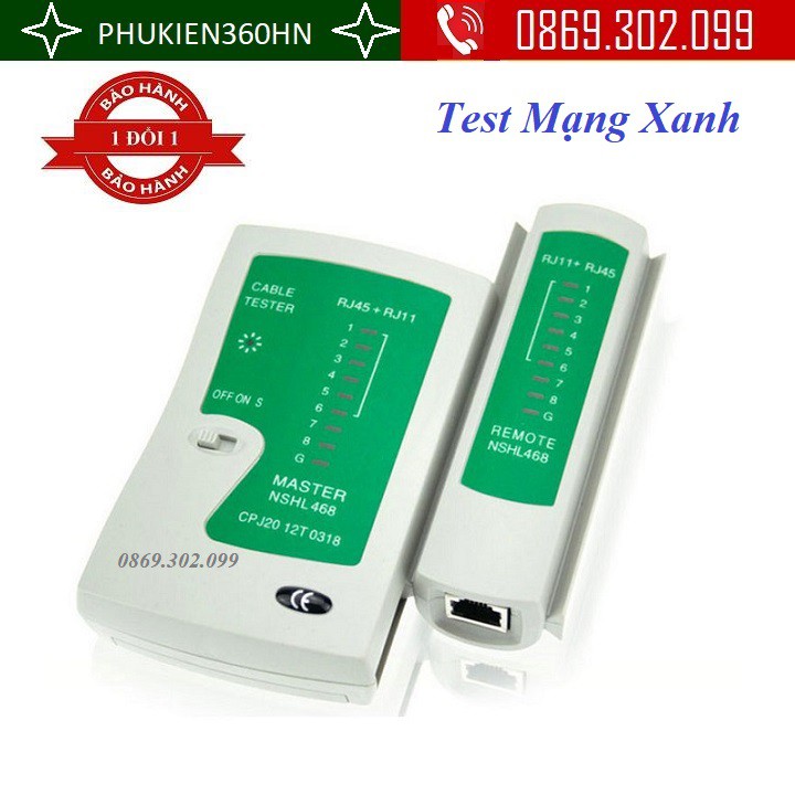 Máy test mạng đa năng China RJ11 45 Trắng Phối Xanh