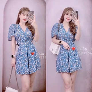 Jum hoa xanh cổ v hàng đẹp chất mềm⚡️Ảnh thật