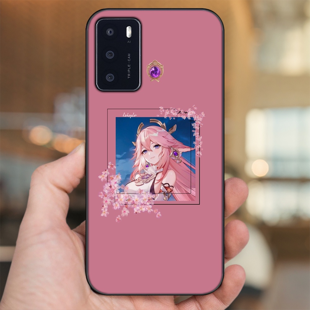 Ốp lưng Oppo A16 viền đen in hình Yae Miko Genshin Impact