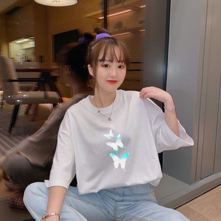 Áo thun Phản Quang 7 Màu Tay Lỡ Unisex Nam Nữ Bướm 1