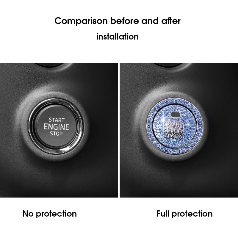 Vòng Dán Trang Trí Nút Khởi Động Xe Hơi Một Nút Họa Tiết Đính Đá Lấp Lánh Sáng Tạo