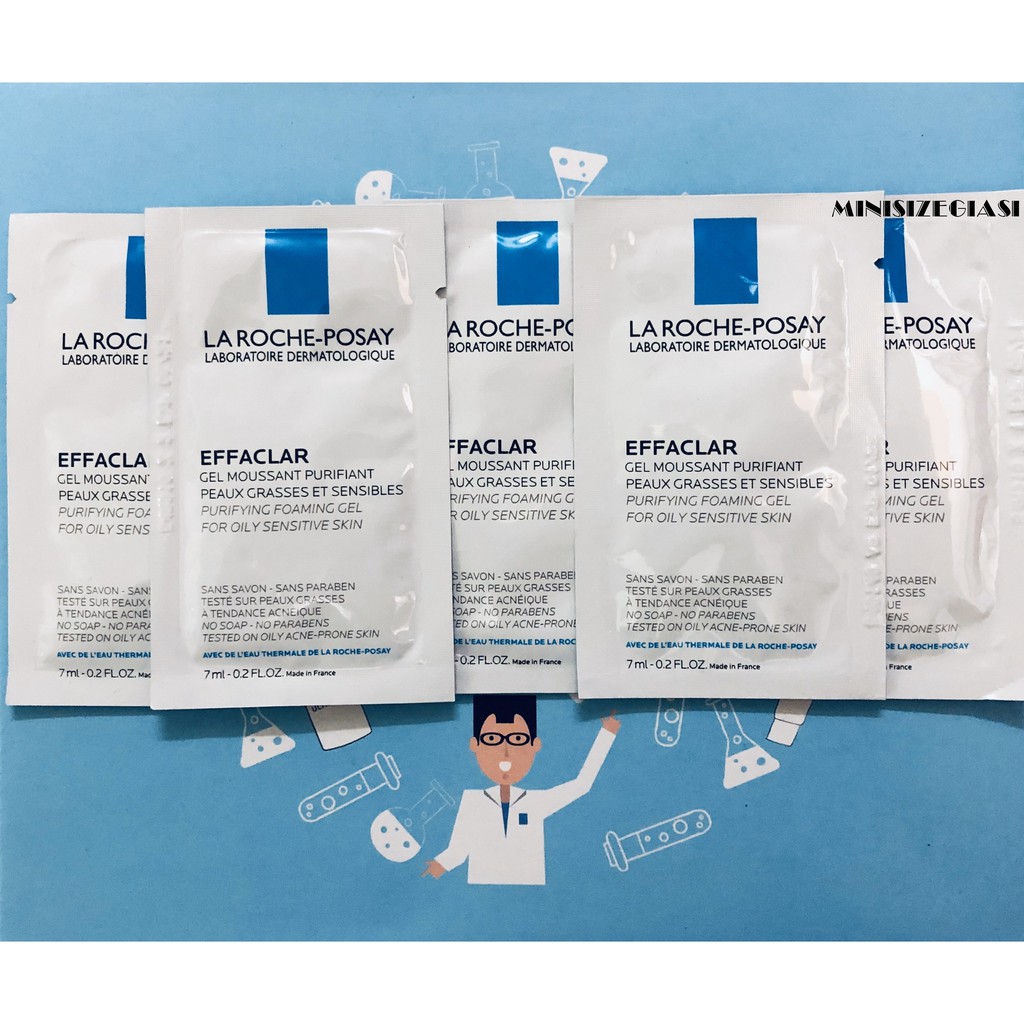Sample La Roche Posay Chính Hãng- Gel Rửa Mặt Tạo Bọt Làm Sạch, Giảm Nhờn Cho Da Dầu Nhạy Cảm La Roche-Posay Effaclar 7m