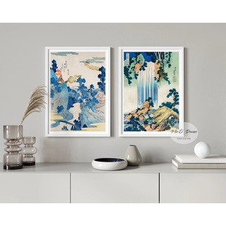 Set 2 Tranh Nhật hoạ sĩ Katsushika Hokusai - Tranh Canvas Treo Tường Trang Trí Nhà Sang Trọng, Tặng Kèm Đinh Treo Tranh