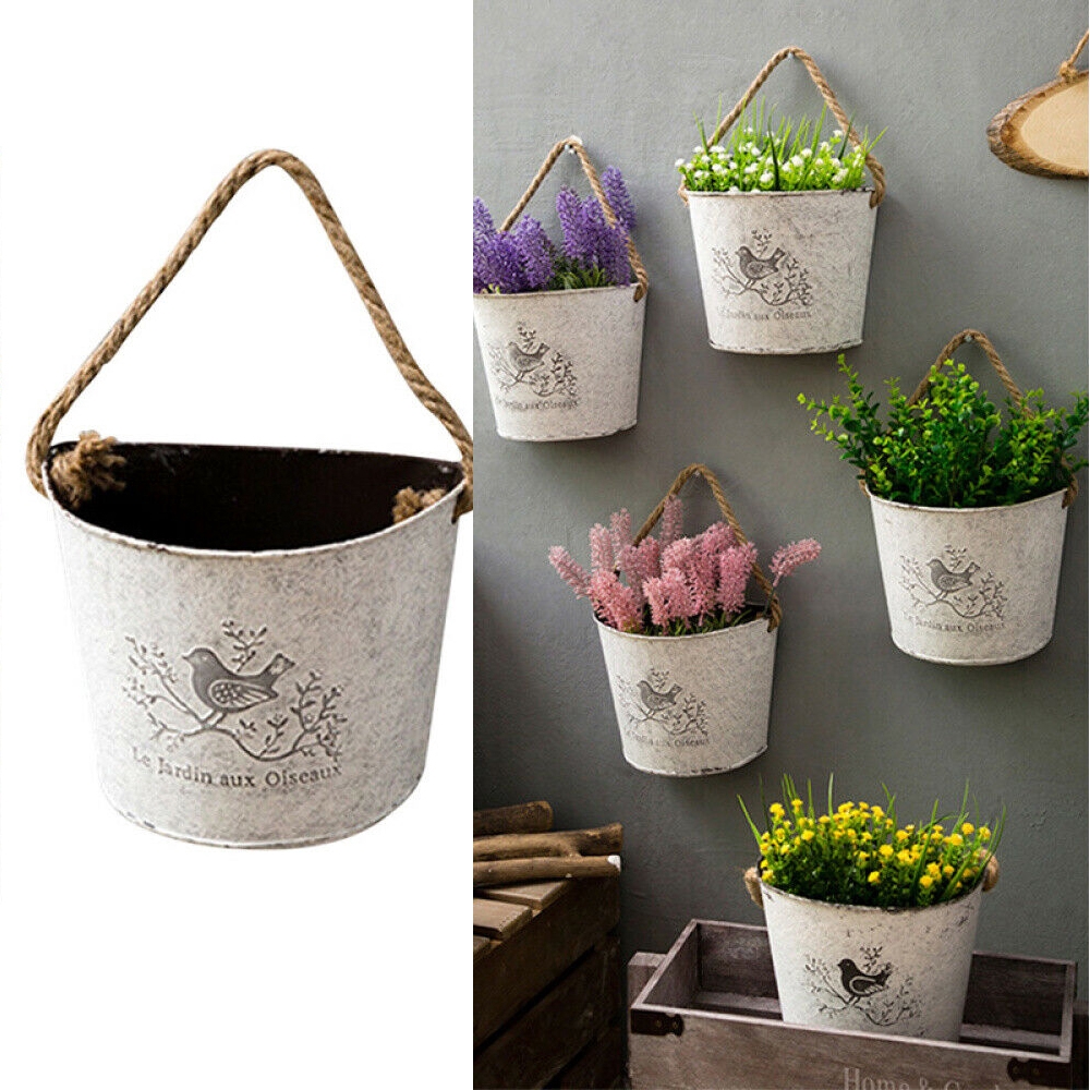 FASHYUNER Chậu trồng hoa bằng sắt độc đáo xinh xắn dùng để trang trí ban công