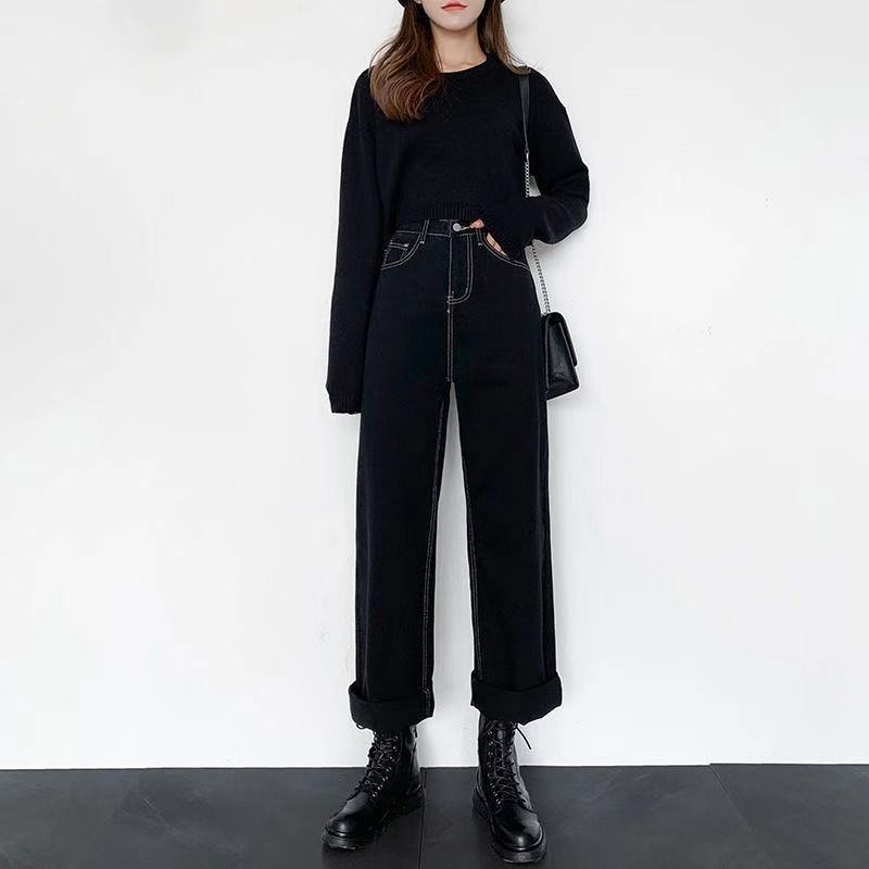 Quần Jeans Nữ Lưng Cao Ống Rộng Thời Trang Hàn | BigBuy360 - bigbuy360.vn