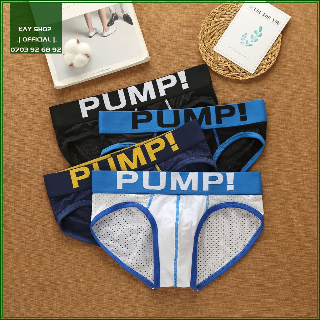 Quần lót tam giác nam PUMP! SEXY đục lỗ thoáng khí mát mông - Quần sịp thun cotton cao cấp gợi cảm quyến rũ