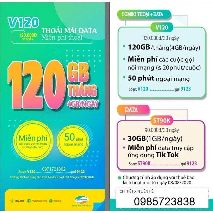 Sim Số Đẹp Viettel 4G Trả Trước Nguyên Kit BAO ĐĂNG KÝ CHÍNH CHỦ đồng giá 800k