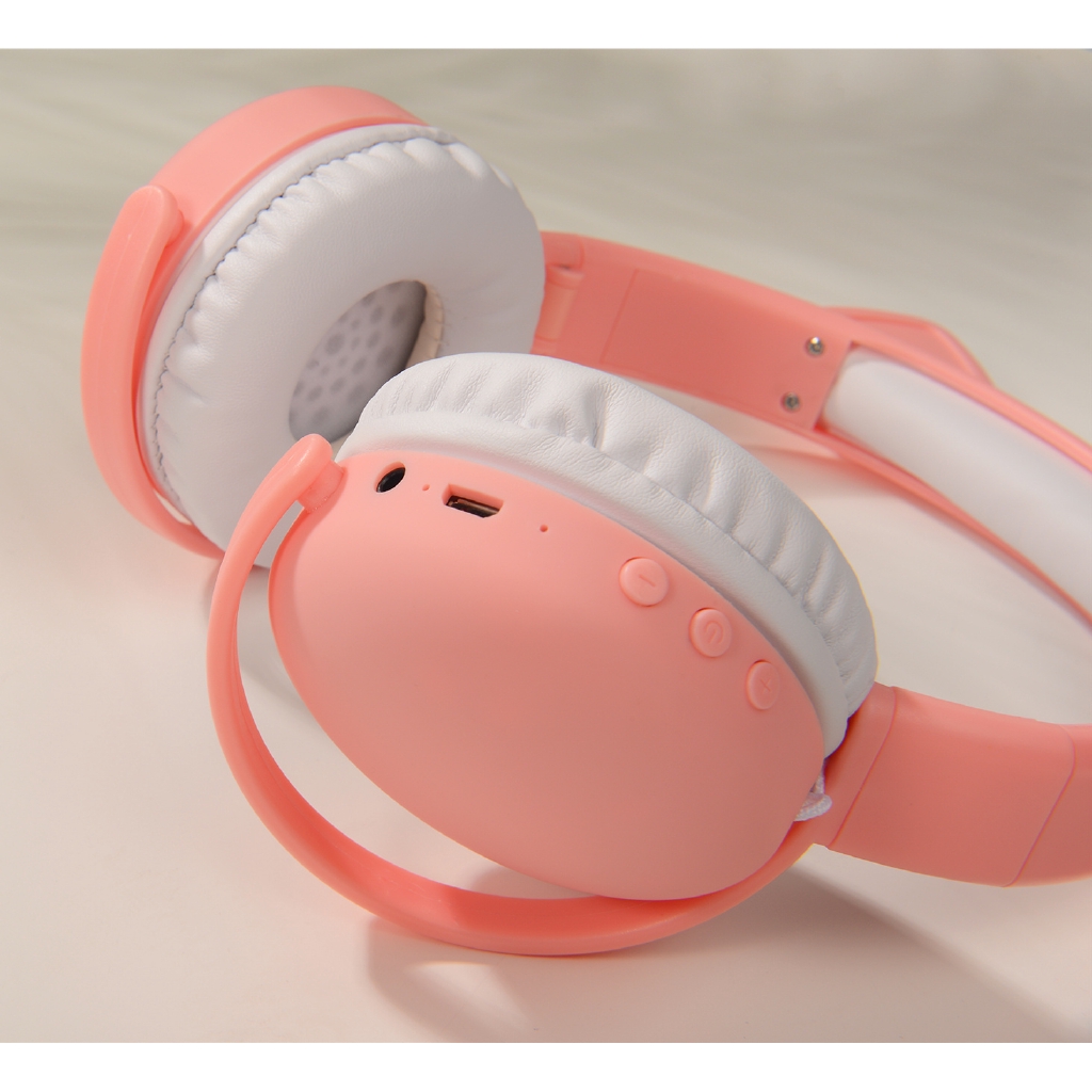 Tai nghe chụp tai Bluetooth không dây thiết kế phối tai mèo đáng yêu