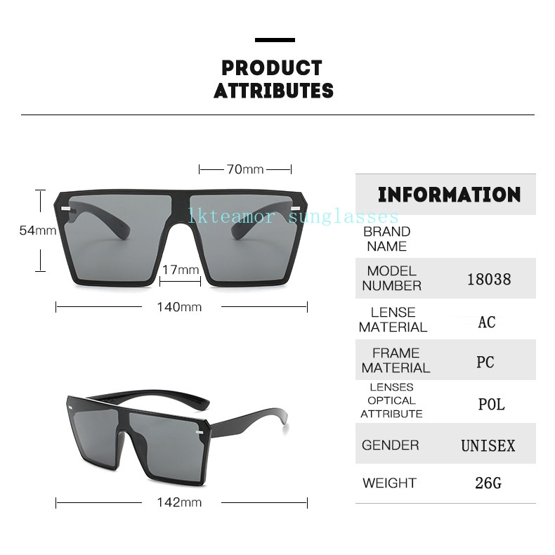 Kính Mát Gọng Vuông Oversized Thời Trang Cho Nam Nữ