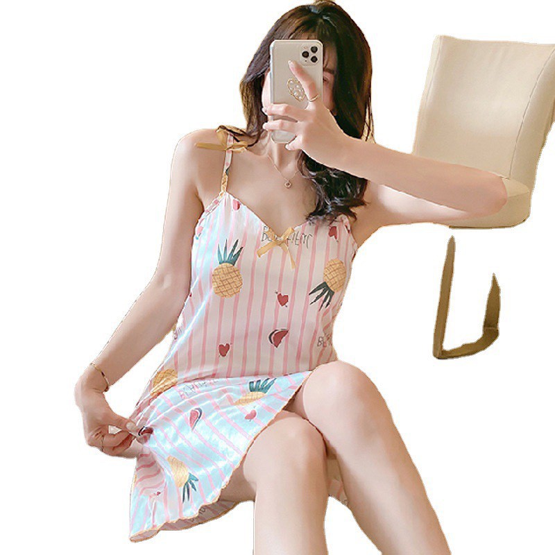 Váy Nữ 2 dây chất lụa mềm mát ❤️ - Đầm ngủ cao cấp mùa hè xinh xắn dễ thương❤️ V2D290
