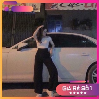 quần ống rộng cạp cao
