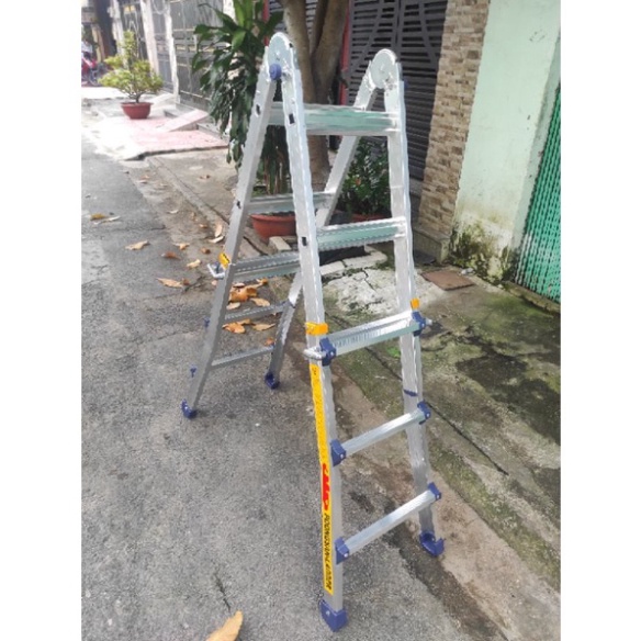 Thang nhôm gấp trượt chữ A POONGSAN PS43, chữ A cao nhất 1,53 m, chữ I cao nhất 3,16 m, tải trọng 120kg, Hàn Quốc