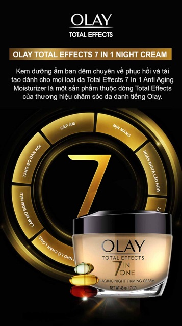 Kem dưỡng chống lão hóa Olay Total Effects Anti – Aging Night Firming Cream 48g