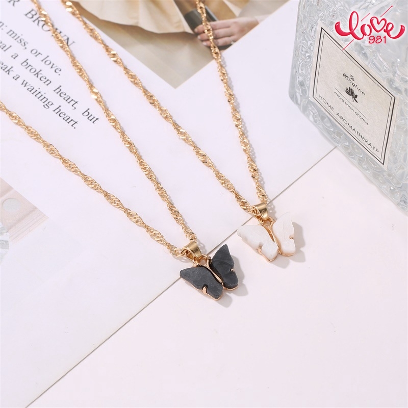 Vòng cổ mặt hình bướm bằng acrylic màu sắc ngọt ngào sành điệu