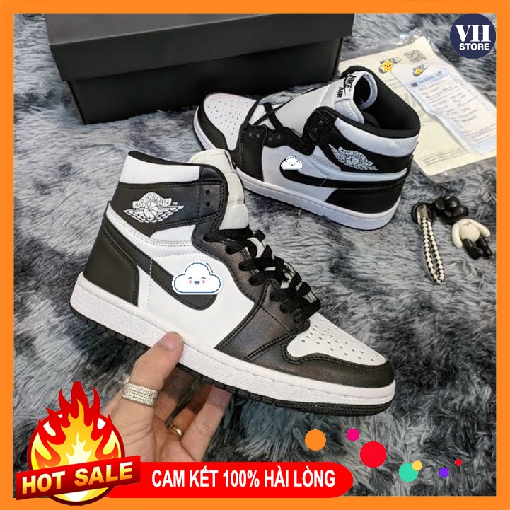 Giày thể thao Jordan cổ cao đen trắng, Giày Air Jordan high 1 panda cao cổ nam nữ tặng box