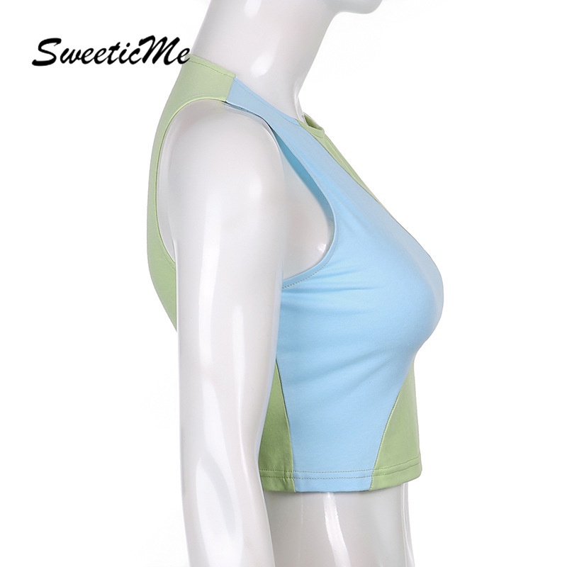 Áo Không Tay Sweeticme Cổ Tròn Phối Màu Tương Phản Mới Cho Nữ 2021 | BigBuy360 - bigbuy360.vn