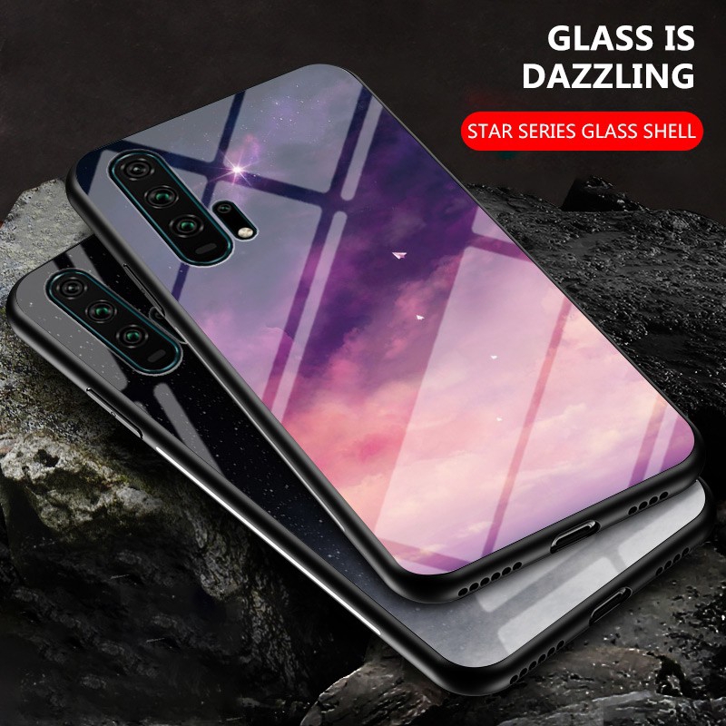 Starry Sky Phone Case Honor 20 Pro 10 lite 9 lite Play 3 Hard Tempered Glass Cover Shockproof