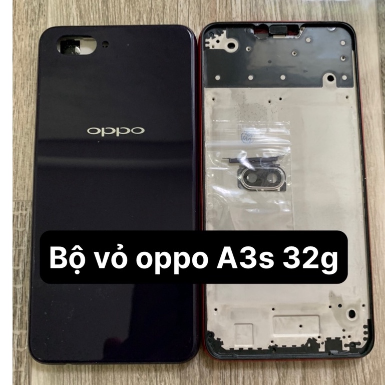 Bộ Vỏ điện thoại zin oppo A3s - 32g / sim trên (Khung xương, miếng lưng, phím bấm, kính camera)