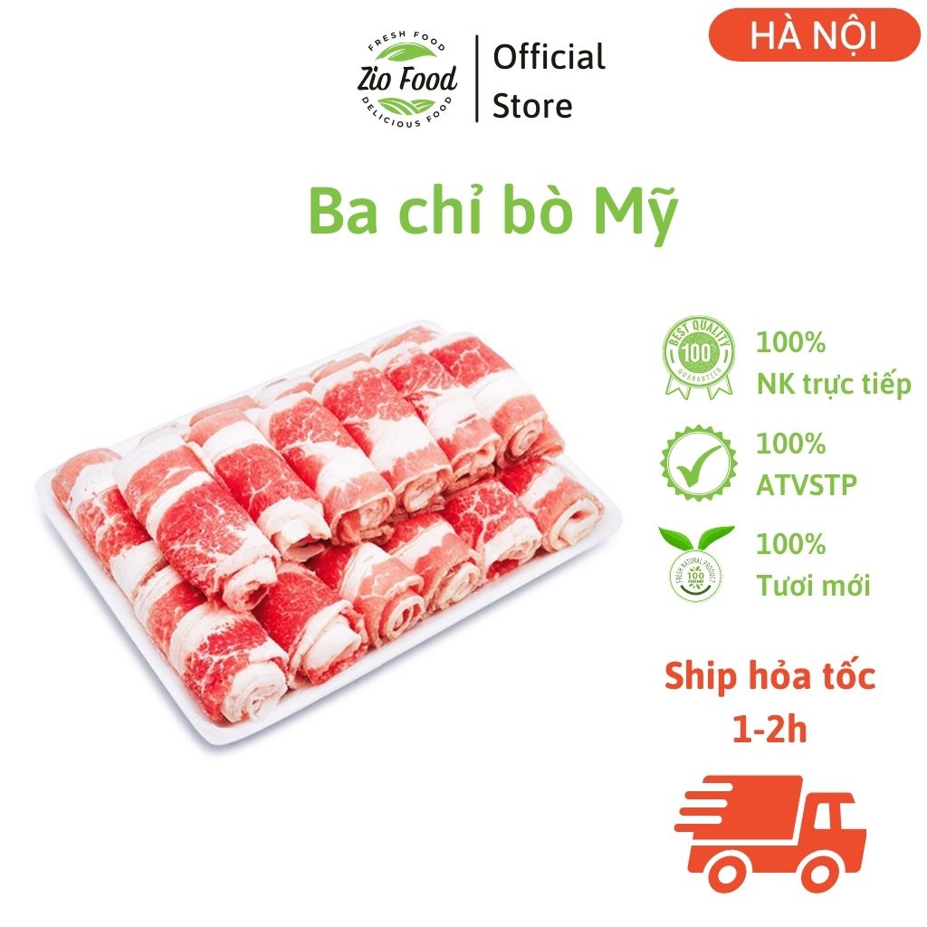 BA CHỈ BÒ MỸ đông lạnh nhập khẩu nhúng lẩu nướng khay 500g Zio Food ZFB001(Hỏa tốc Hà Nội từ 8~17h)