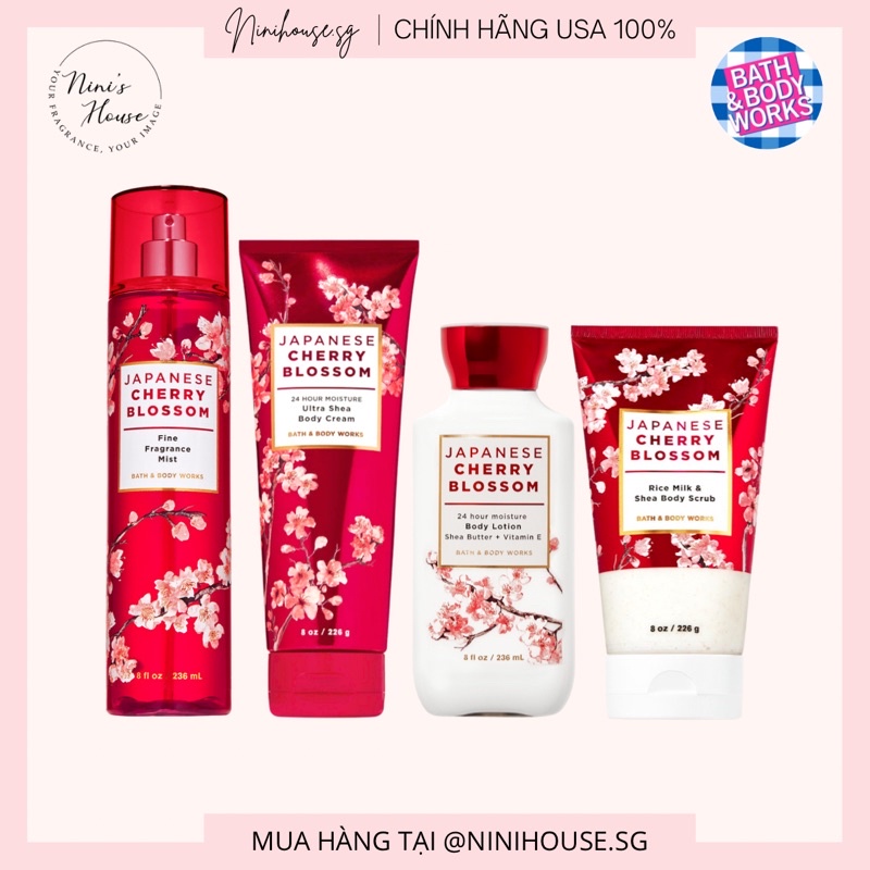 [Auth] Sản Phẩm Xịt Thơm, Tắm và Dưỡng Thể Bath and Body Works Mùi Japanese Cherry Blossom