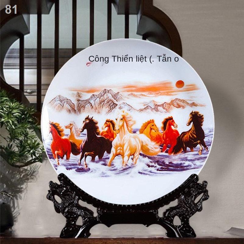 Đĩa gốm sứ Jingdezhen trang trí phòng khách Lối vào tủ tivi kiểu Trung Quốc Tủ rượu Đồ nội thất và đồ thủ công trong nhà