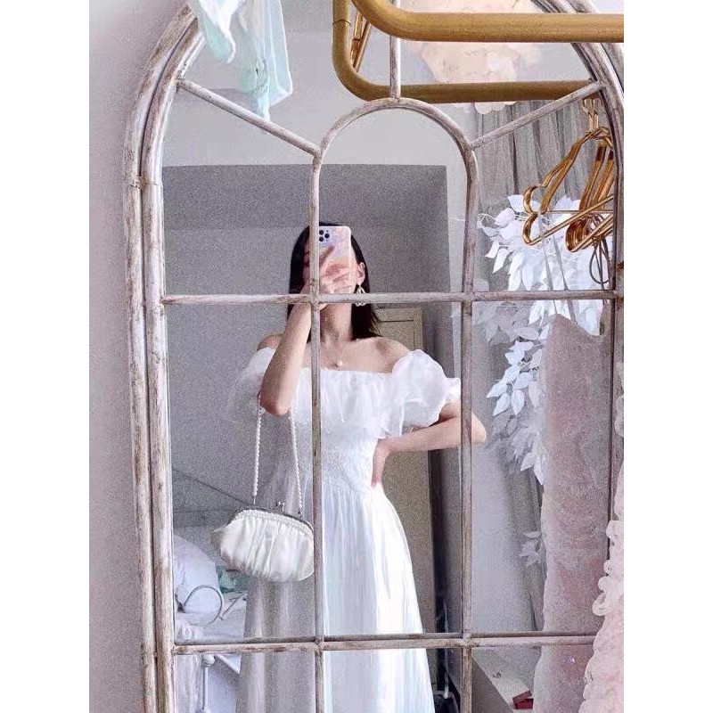 sẵn JANE'S Váy trắng trễ vai voan công chúa bèo gợn sóng ( kèm ảnh khách) J0183