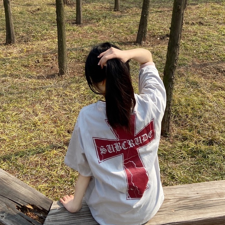 Áo Thun Nữ Ngắn Tay Dáng Rộng Đan Chéo Thời Trang