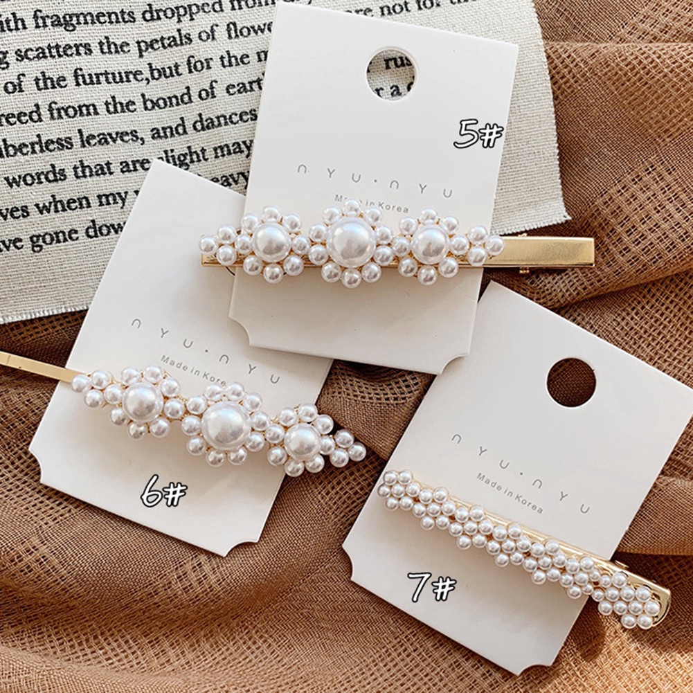 Kẹp Tóc Nữ Đính Ngọc Trai Giả Phong Cách Vintage