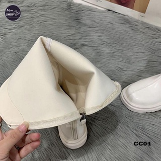 [Hàng Sẵn] [Ảnh Thật] [Freeship] Giày Bốt Nữ Da Cao Cấp Cổ Cao 35cm Đế 4cm - CC04