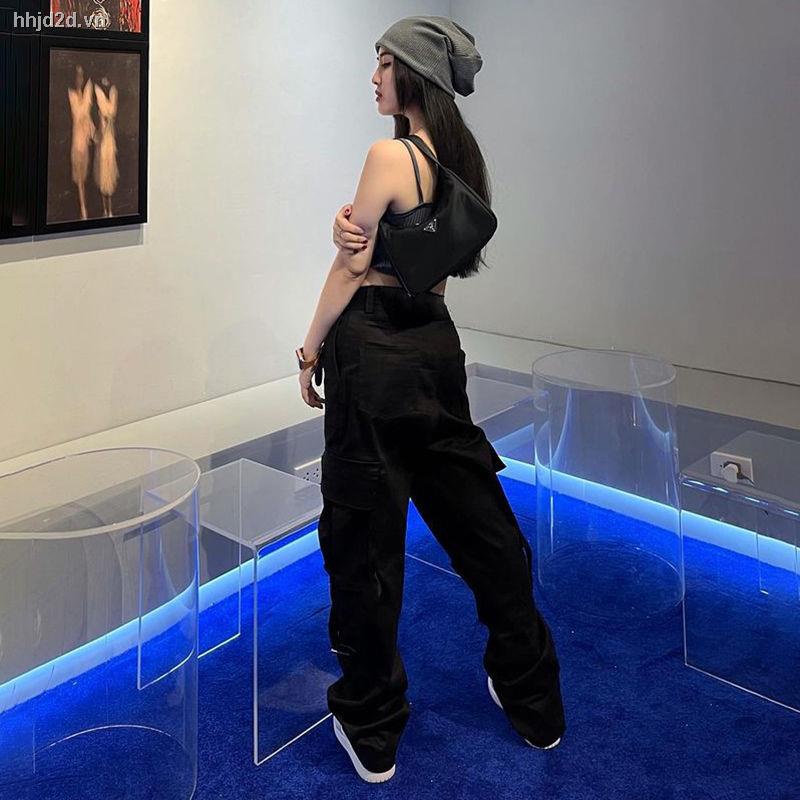 Quần Dài Dáng Rộng Phối Khóa Kéo Phong Cách Retro Mỹ Cá Tính Dành Cho Nữ