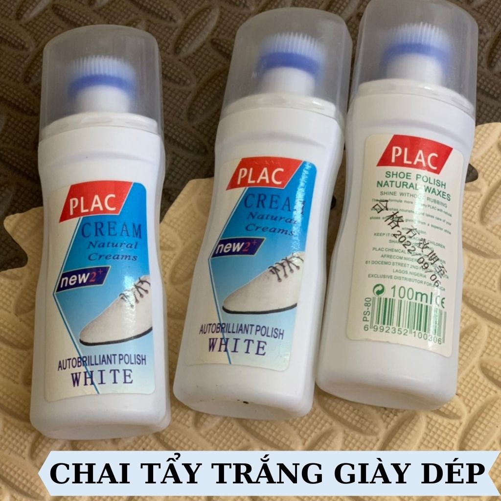 Chai tẩy trắng giày - lọ đánh giày - tẩy giày Plac cream white 100ml cọ nhanh chóng sạch vết bẩn giày dép túi xách TG01