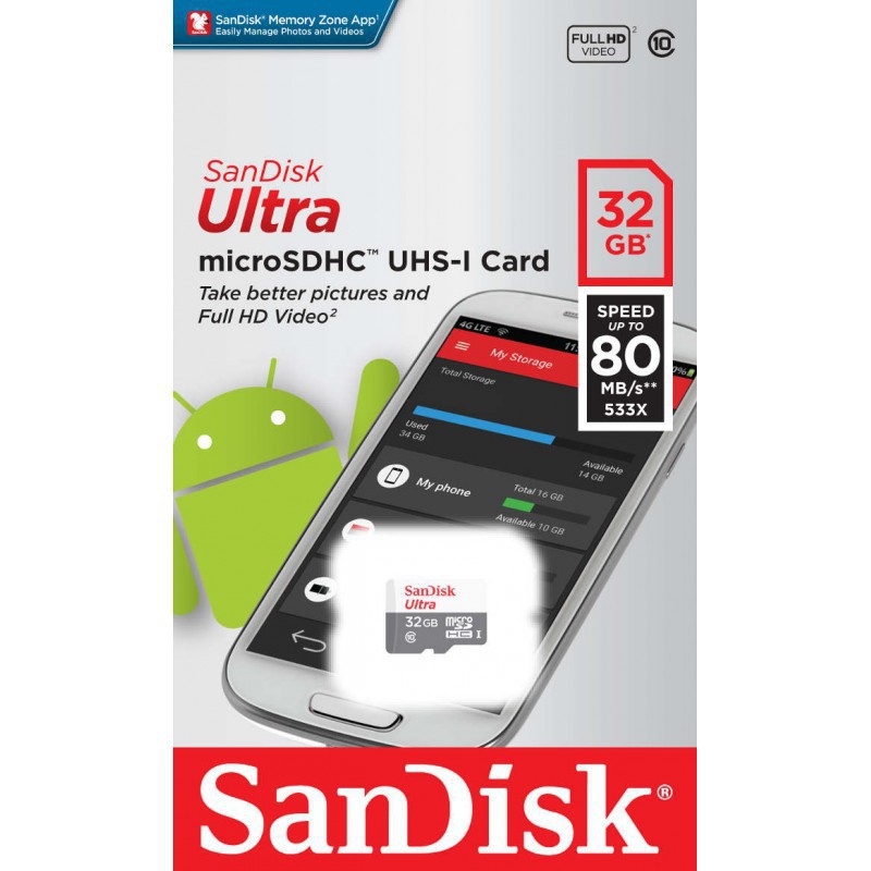 Thẻ Nhớ Chính Hãng Sandisk 32gb Ultra 80mb/S