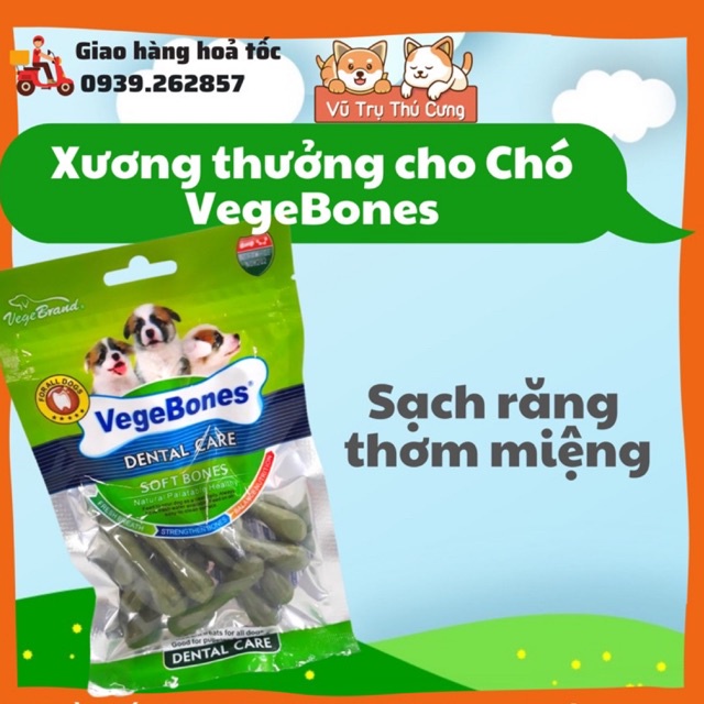 Xương thưởng mềm cho Chó gặm sạch răng, bổ sung dinh dưỡng, Xương thưởng VegeBones cho Chó