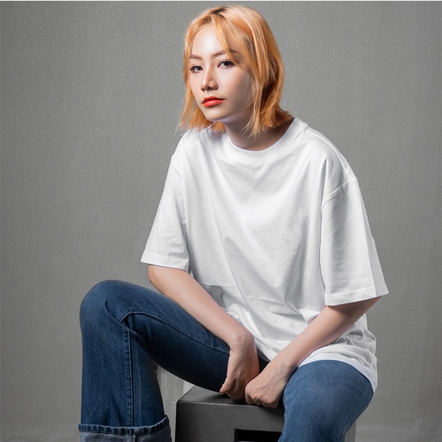 áo thun tay lỡ unisex form rộng, áo phông nữ oversize 2 màu đen trắng