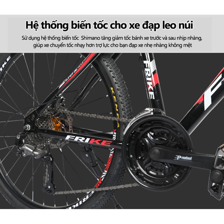 Xe đạp địa hình xe leo núi việt dã thể thao 21 mức đề chỉnh, phanh đĩa nan hoa kép, giảm xóc, trục théo hoạt tính, độ bề