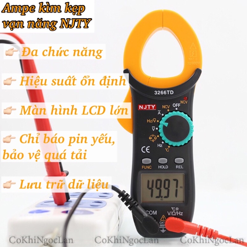 (HÀNG XỊN - BH 6 THÁNG) Ampe Kìm Dòng, Đồng Hồ Kẹp Đo Điện Vạn Năng NJTY 3266TA/TD