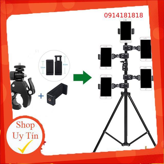 <3 Giá đỡ kẹp điện thoại gắn vào tripod hỗ trợ livestream,live quay phim nhiều máy cùng lúc ...