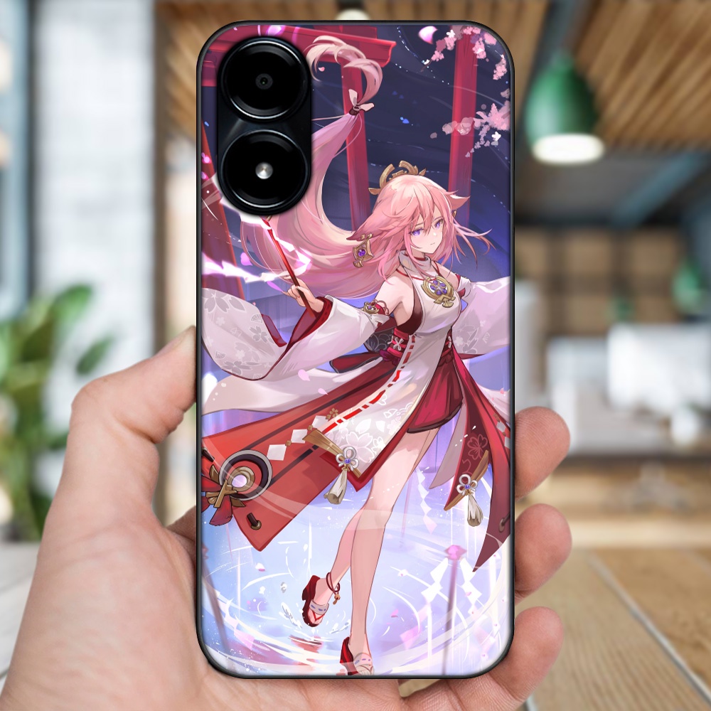 Ốp lưng Vivo Y02s viền đen in hình Yae Miko Genshin Impact