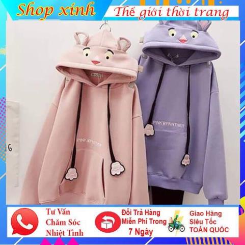 Áo hoodie nữ nỉ thời trang mùa đông freesize thêu mèo tai thỏ dưới 55kg cực Kute cho cô nàng năng động,cá tính. | BigBuy360 - bigbuy360.vn