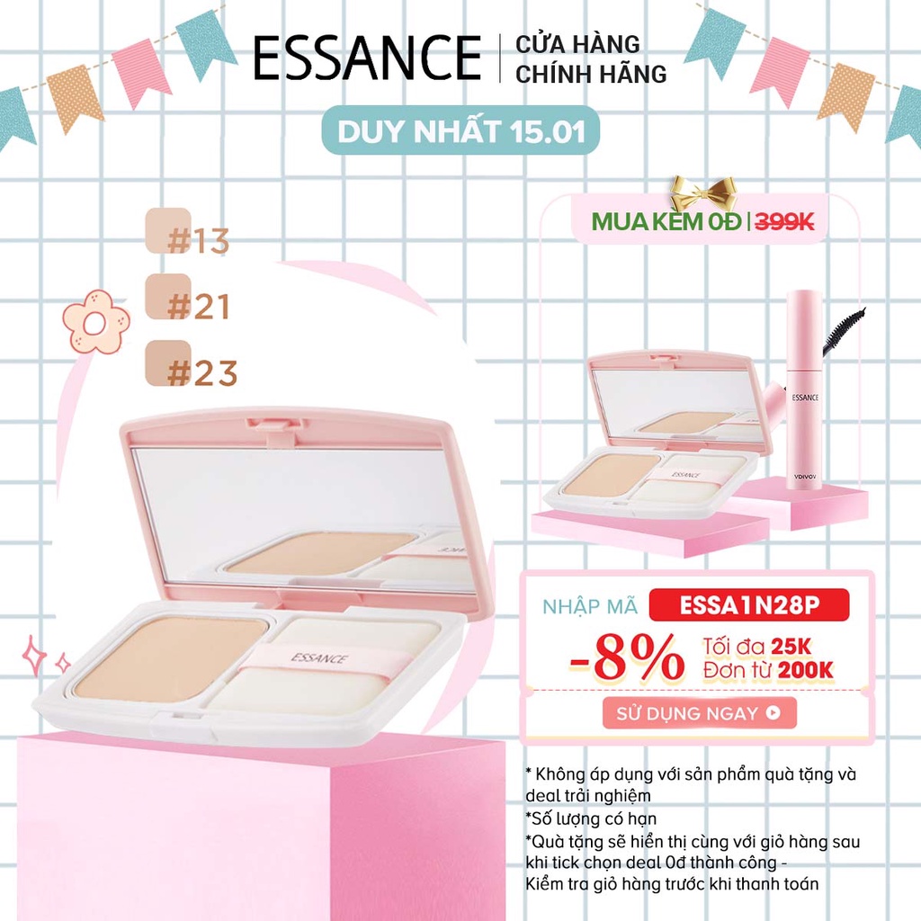 [Mã COSESS4 giảm 8%]Phấn nền siêu mịn lâu trôi Essance Veil Fit Two Way Cake SPF40/PA++ 7g