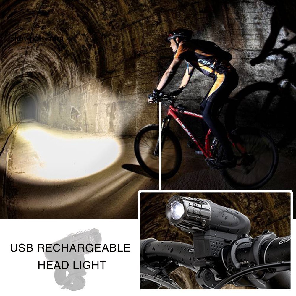 Đèn pha LED xe đạp chống nước sạc USB