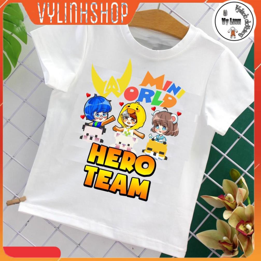 Áo thun bé trai gái FREESHIP Áo Thun Hero Team Mini World Đẹp Cho Bé Trai Bé Gái