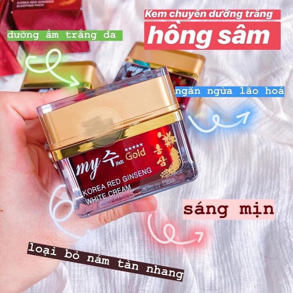 Kem dưỡng trắng da Hồng sâm Hàn Quốc My Gold Korea Red Ginseng White Cream 50g/ Sữa rửa mặt sâm my gold