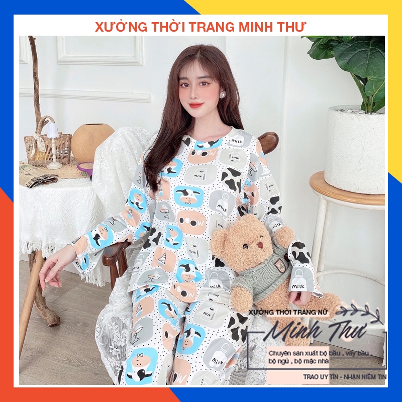 Đồ bộ mặc nhà - chất liệu thun sữa mềm ( bộ thun sữa - cổ tròn - QDTD - MS - 03 )