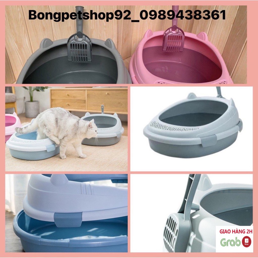 Phụ Kiện Cho Mèo, Chậu Cát Cho Mèo_Chậu Hình Tai Mèo Xinh Zise M Và L (Tặng Xẻng)