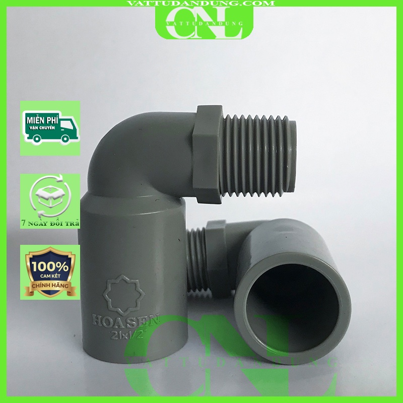 Co ren ngoài phi 21 – Co ren ngoài uPVC HOA SEN - loại dày