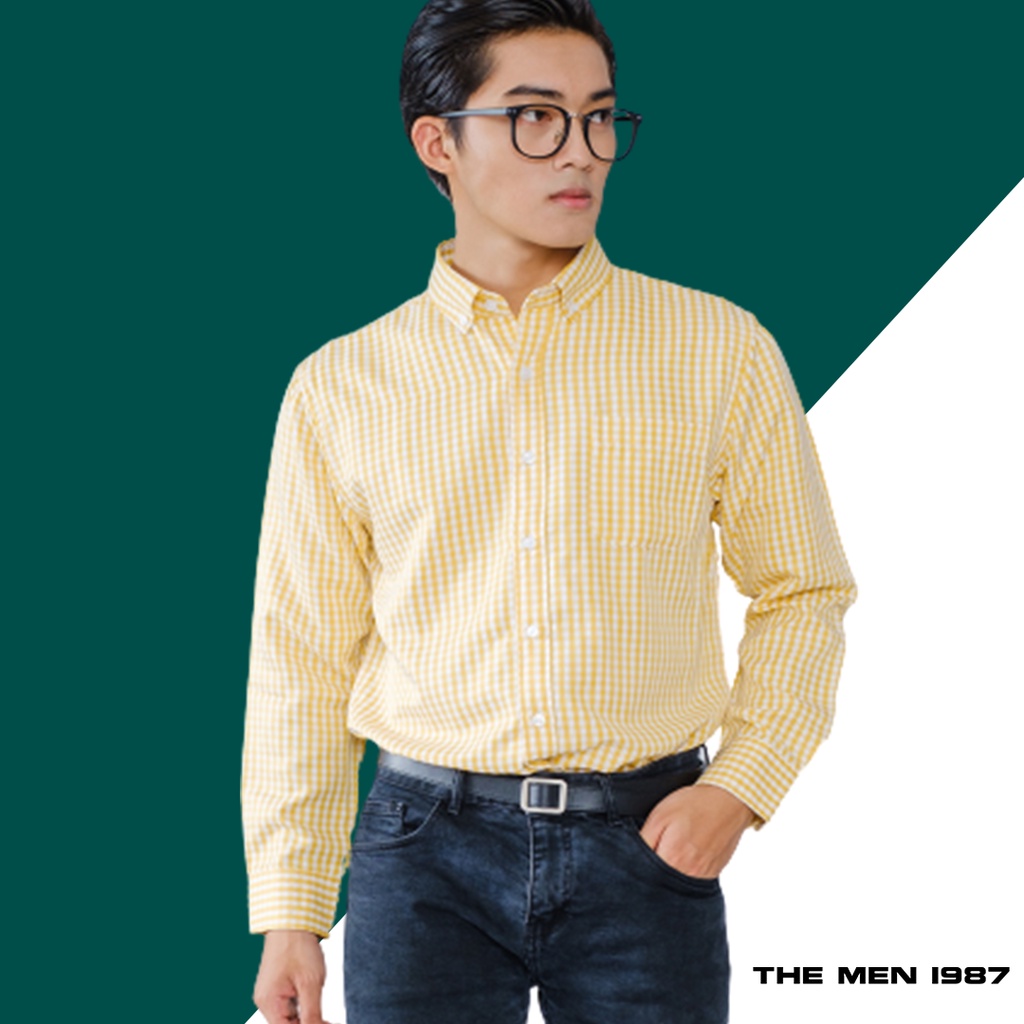 Áo Sơ Mi Nam Tay Dài The Men 1987 Caro Vuông Vàng