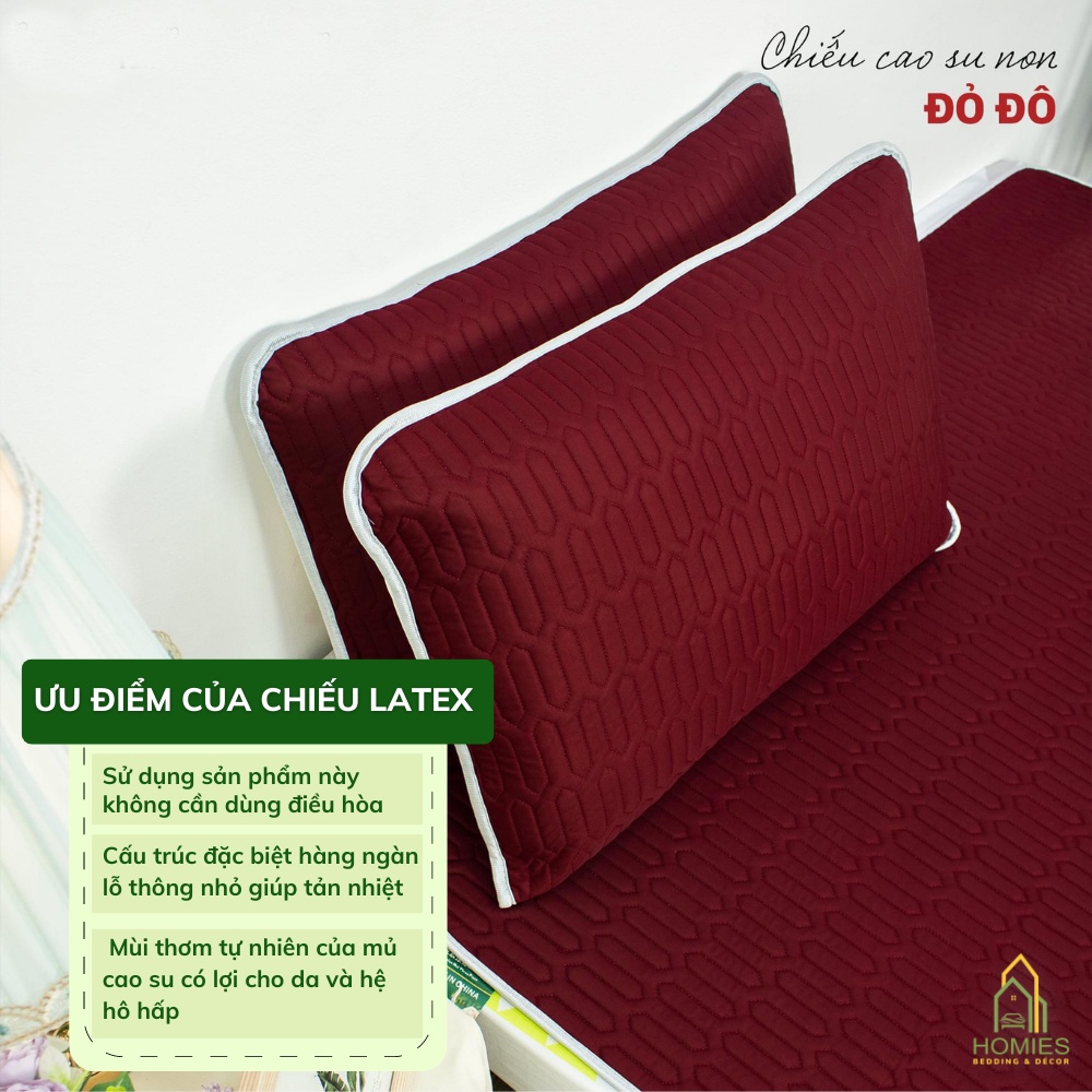 Tặng Kèm 2 Vỏ Gối - Chiếu Điều Hòa Cao Su Non HOMIES Bedding & Décor Thái Lan Nhập Khẩu Mát Lạnh Mùa Hè
