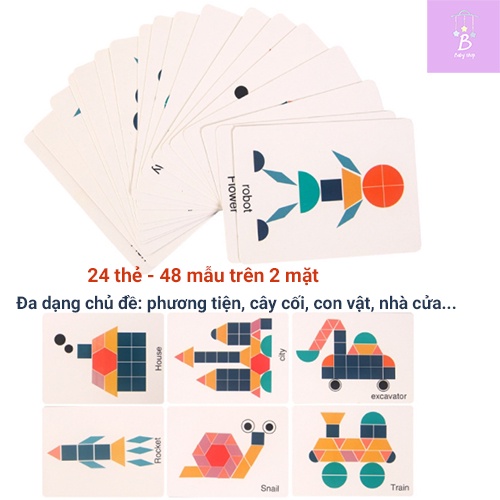 Bộ Ghép Hình Sáng Tạo Bằng Gỗ 180 chi tiết SHAPE PUZZLE - Đồ chơi an toàn cho bé 3 tuổi giúp phát triển trí tuệ